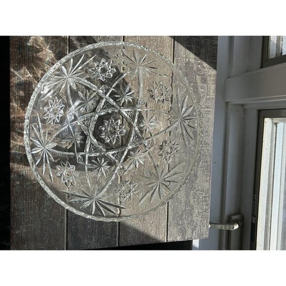 Vintage Anchor Hocking Clear Cut Glass Star of David Large 10.5” Serving Bowl - Picture 11 of 12